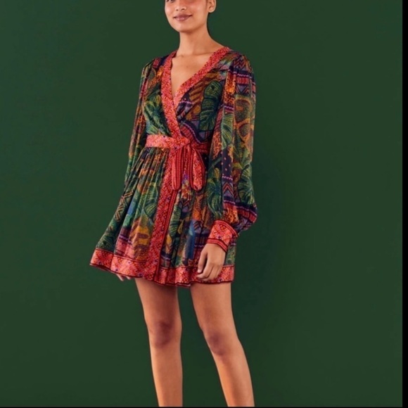NWT Farm Rio Forest Tapestry Mosaic WrapDress XS